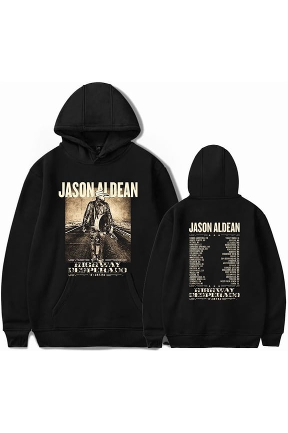 Jason Aldean "Highway Desperado Tour" Merch Unisex Fleece Lined Winter Casual Pullover Hoodie