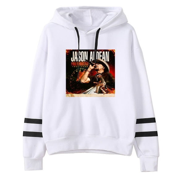 Jason Aldean Merch FULL THROTTLE TOUR 2025 Pocketless Hoodie Unisex Fashion Casual Long Sleeve Sweatshirt