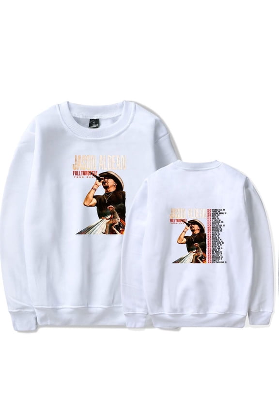 Jason Aldean Merch Full Throttle Tour 2025 Crew Neck Sweatshirt, Unisex, Stylish Long-Sleeved Pullover