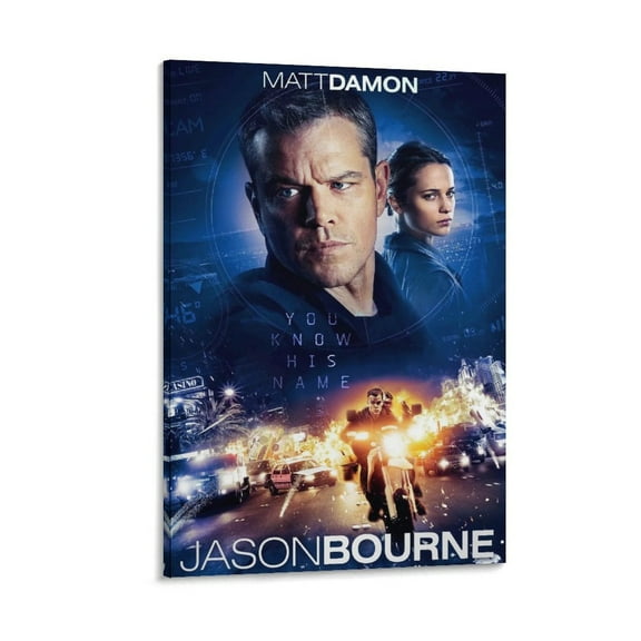 Jason Bourne Classic Movie Poster Canvas Poster Wall Art Picture Prints Hanging Photo Gift Decor Home Posters Artworks 16x24inch(40x60cm)