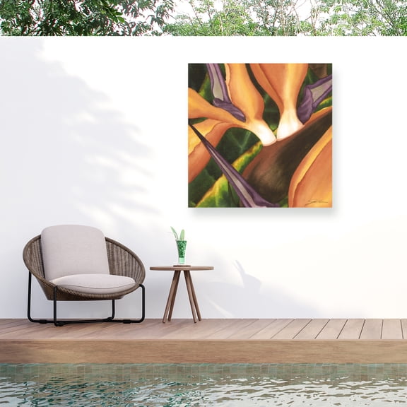 Jason Higby 'Bird Of Paradise Tile II' Outdoor Canvas 24x24
