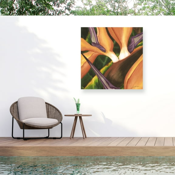 Jason Higby 'Bird Of Paradise Tile II' Outdoor Canvas 35x35