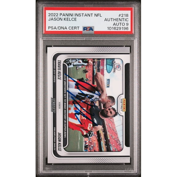 Jason Kelce 2022 Panini Instant Signed Football Card #218 Auto PSA 9 101629196