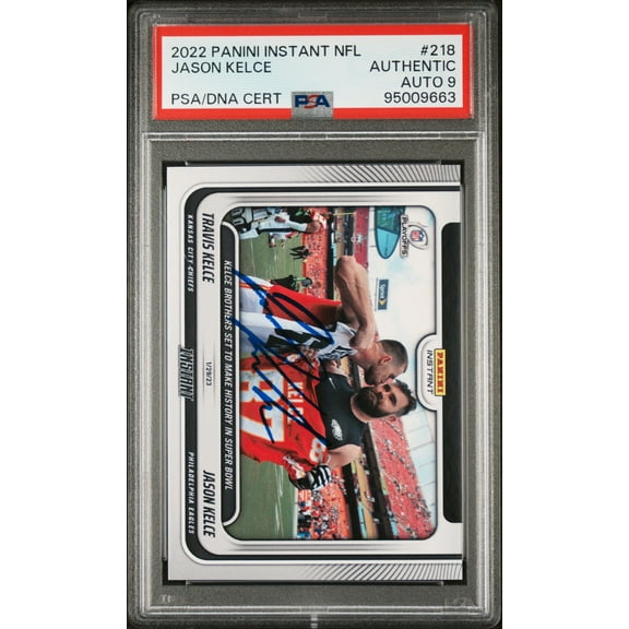 Jason Kelce 2022 Panini Instant Signed Football Card #218 Auto PSA 9 95009663