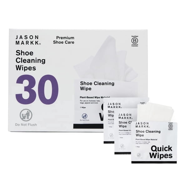Jason Markk Sneaker Cleaner Quick Wipes Plant-Based Shoe Cleaning Wipes, 30 Count