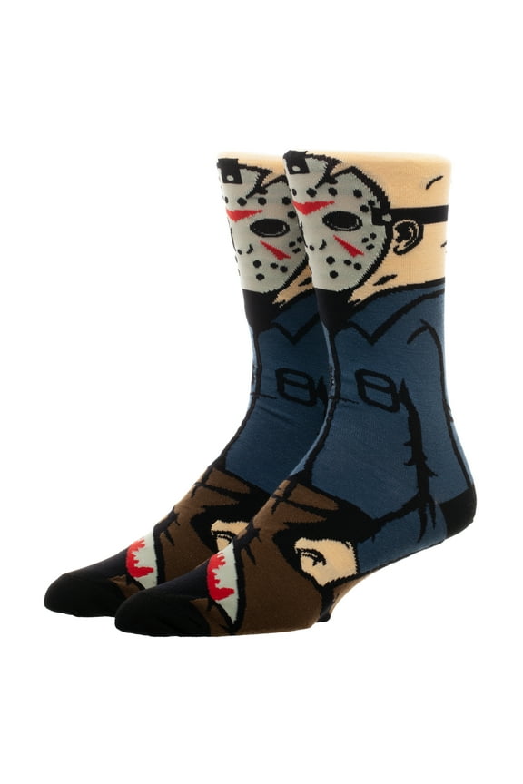 Jason Mask Friday the 13th 360 Halloween Character Crew Socks for Men