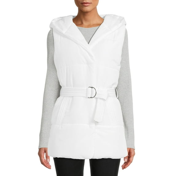 Jason Maxwell Women's Belted Puffer Vest with Hood