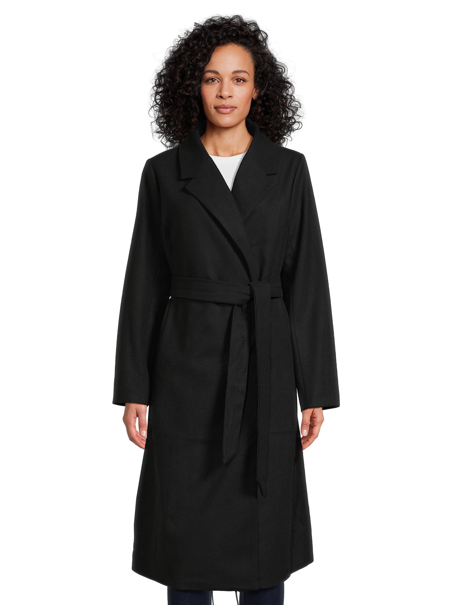 Jason Maxwell Women’s Long Coat with Tie Belt, Sizes S-XL - Walmart.com