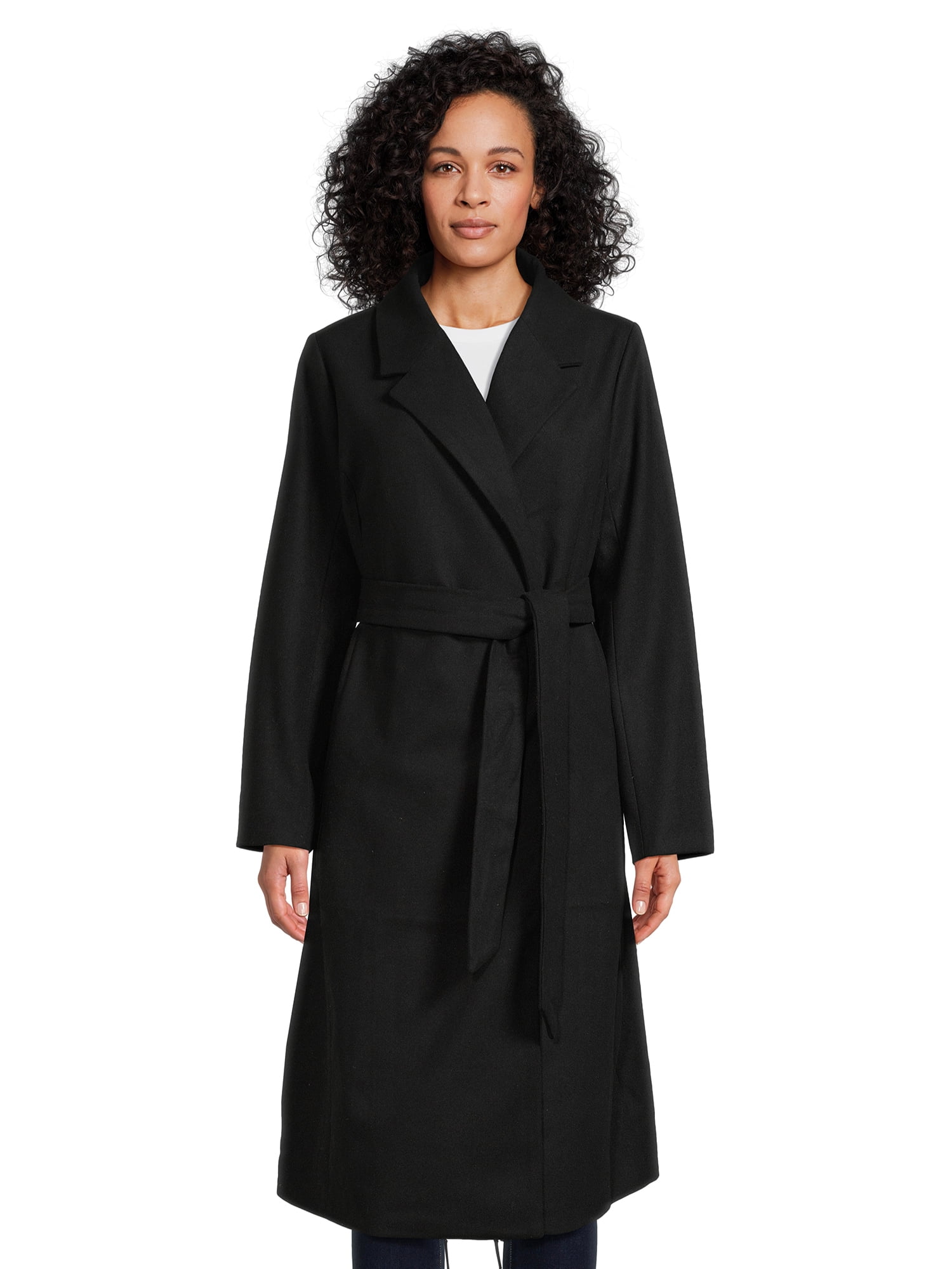 Jason Maxwell Women’s Long Coat with Tie Belt, Sizes SXL