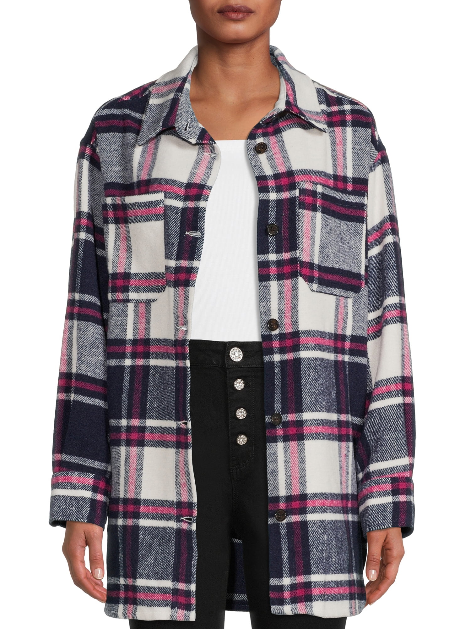 Jason Maxwell Women's Oversized Fleece Shirt Jacket - Walmart.com