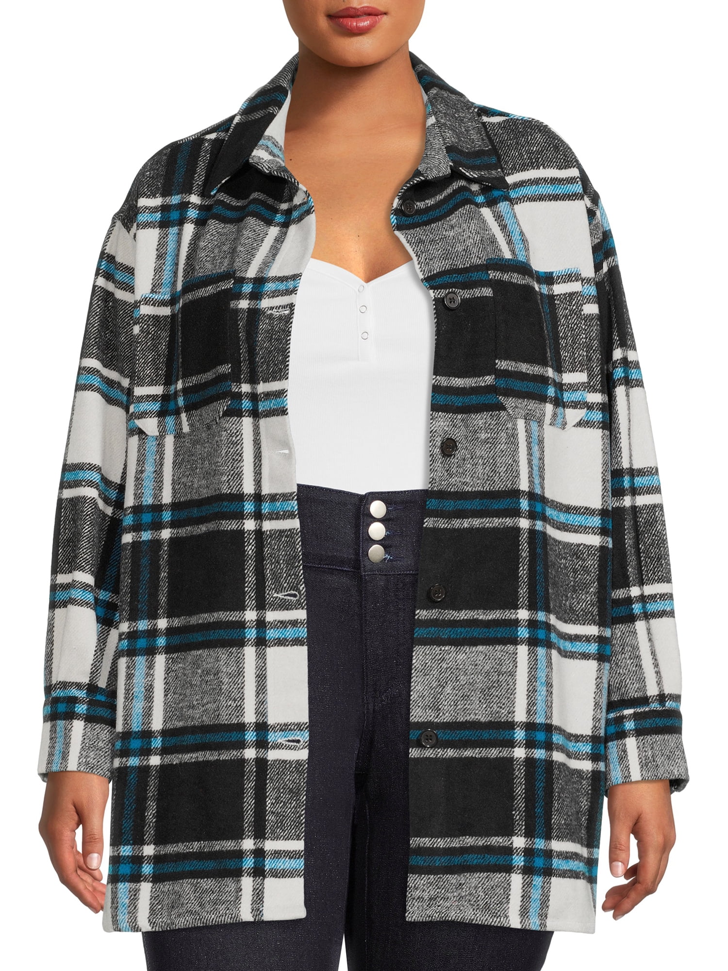 Jason Maxwell Women's Plus Size Oversized Fleece Shacket - Walmart.com
