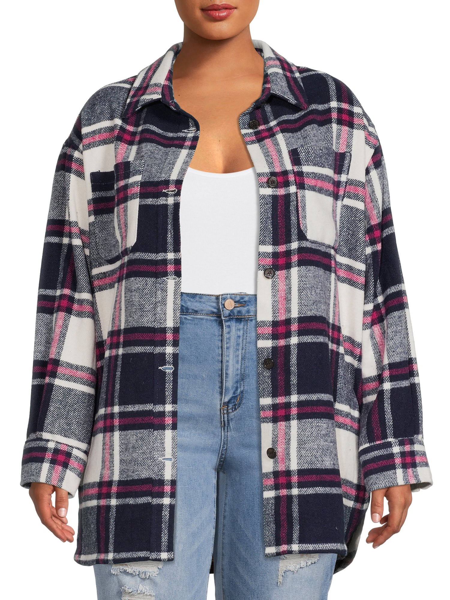 Jason Maxwell Women's Plus Size Oversized Fleece Shacket - Walmart.com
