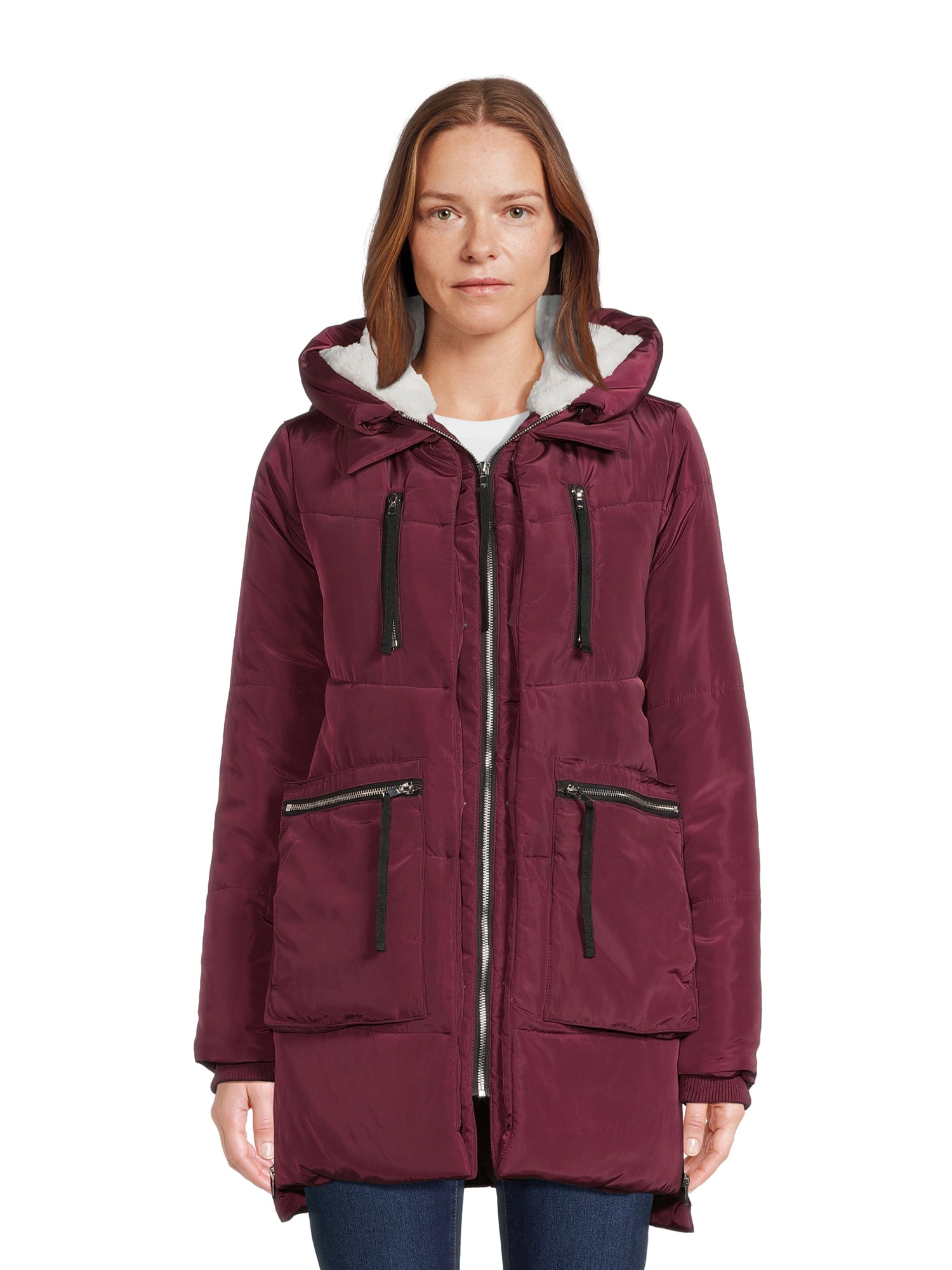 Jason Maxwell Women's and Women's Plus Puffer Coat with Faux