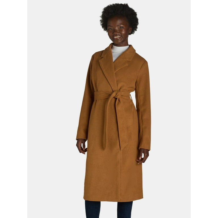 Jason Maxwell Women's and Women's Plus Long Coat with Tie Jason Maxwell Women's and Women's Plus Long Coat with Tie
