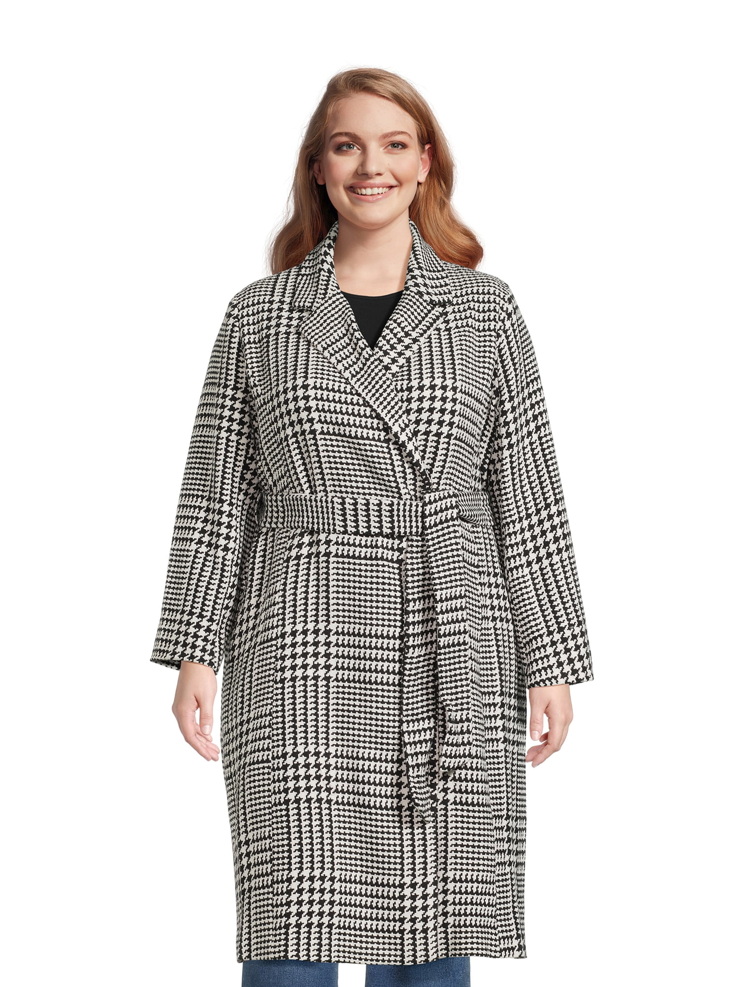Jason Maxwell Women's and Women's Plus Long Coat with Tie Belt, Sizes S ...