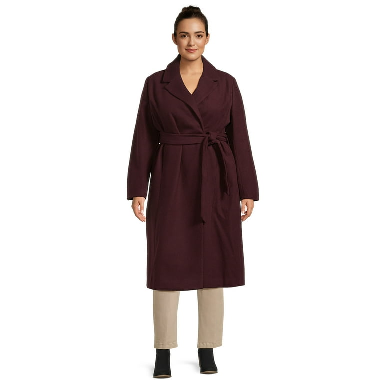 Jason Maxwell Women's and Women's Plus Long Coat with Tie