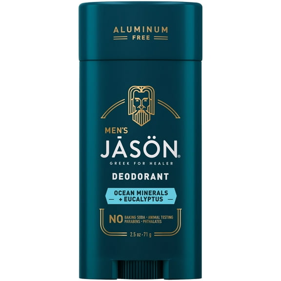 Jason Natural Men's, Deodorant, Aluminum Free, Ocean Minerals + Eucalyptus, 2.5 oz (71 g)