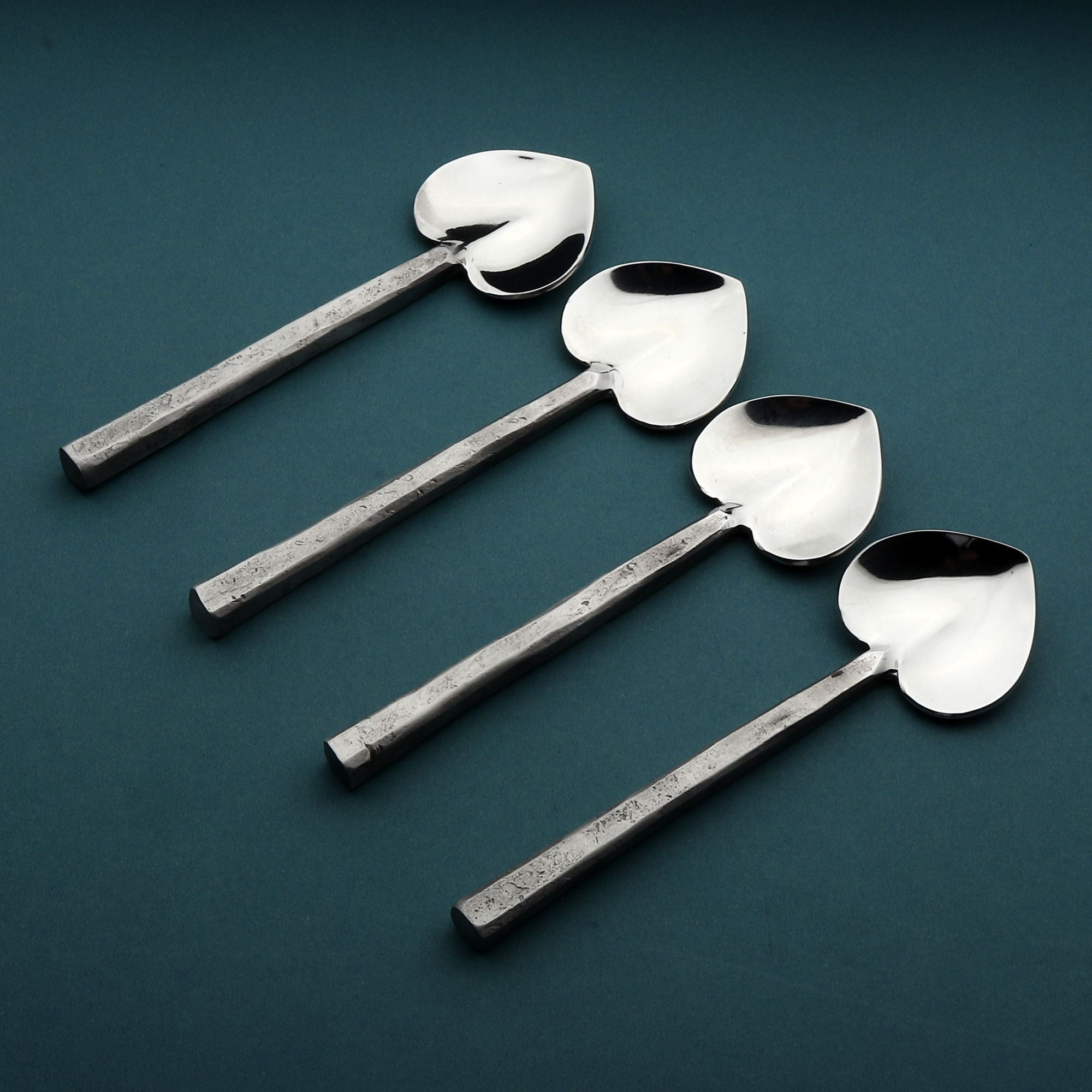 Jason Nascent Steel Heart-Shaped Dessert Spoons Set of 4