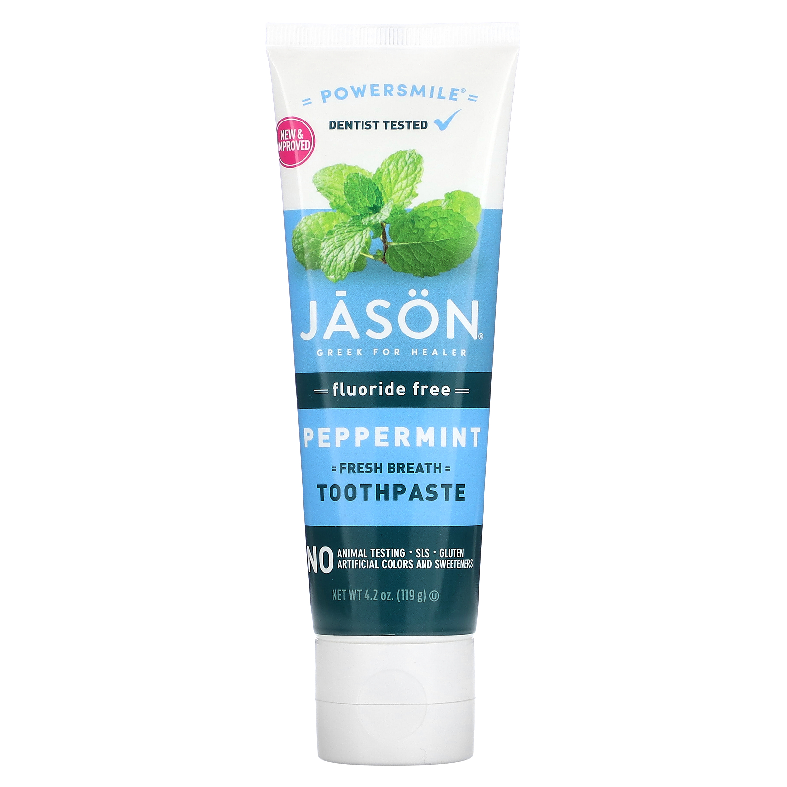 Jason Natural, Powersmile, Fresh Breath Toothpaste, Fluoride Free, Peppermint, 4.2 oz (119 g