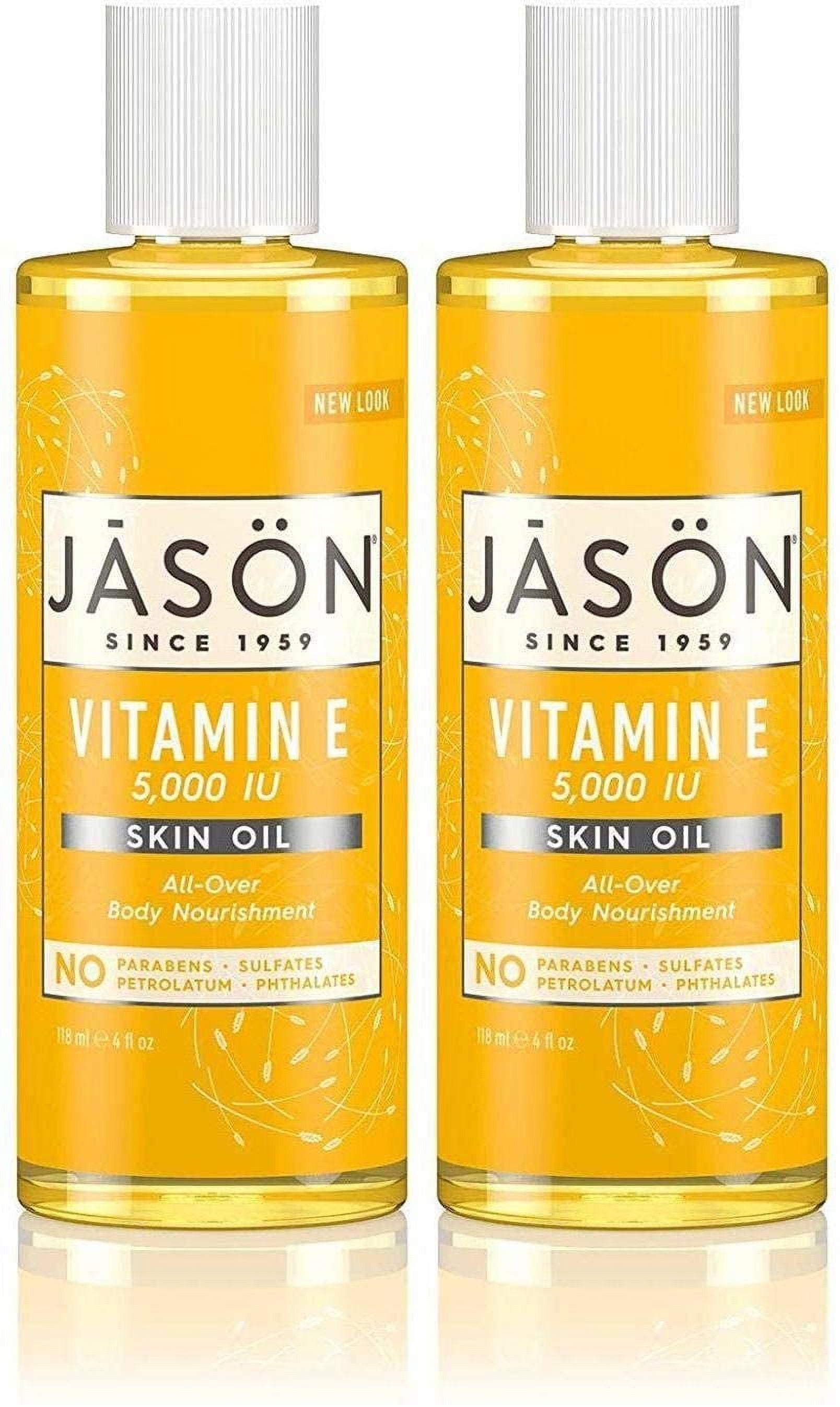 Jason Naturals Vitamin E CM31&nbsp;5000 IU Skin Oil (Pack of 2) with Sunflower Oil, Safflower, Rice, Avocado, Sweet Almond, Apricot and Wheat, 4 oz. Each