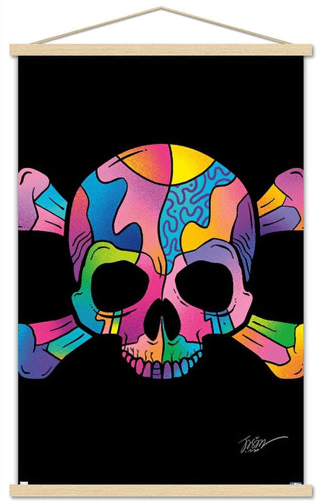 Jason Naylor - Color Skull Wall Poster with Wooden Magnetic Frame, 22.375" x 34"
