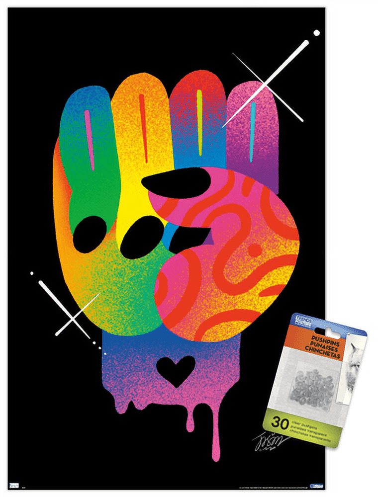 Jason Naylor - Fist of Color Wall Poster with Push Pins, 14.725" x 22.375"