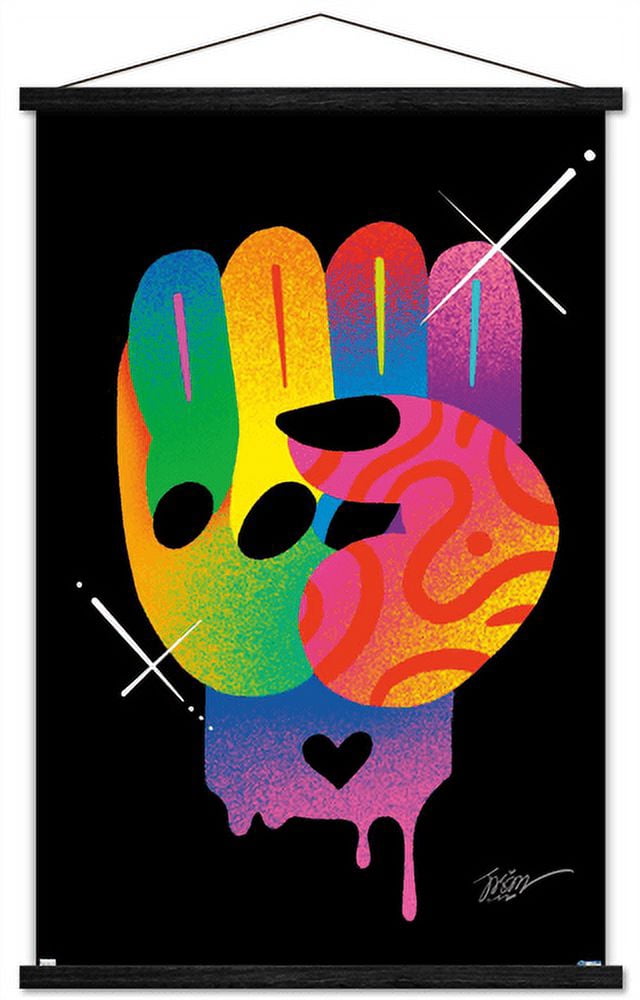 Jason Naylor - Fist of Color Wall Poster with Wooden Magnetic Frame, 22.375" x 34"