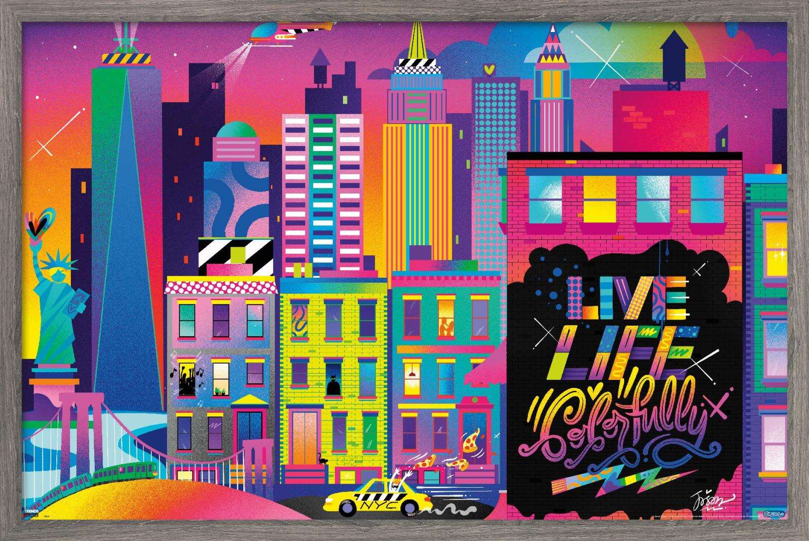 Jason Naylor - Live Life Colorfully Wall Poster, 14.725" x 22.375", Framed
