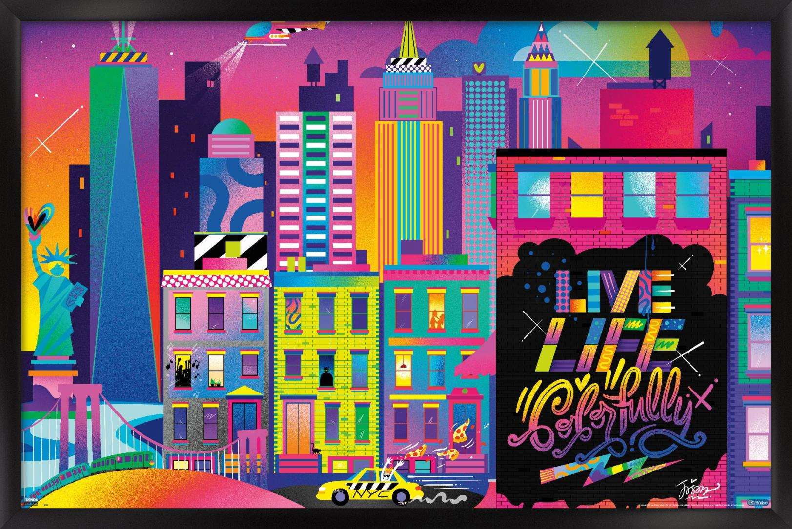 Jason Naylor - Live Life Colorfully Wall Poster, 22.375" x 34", Framed