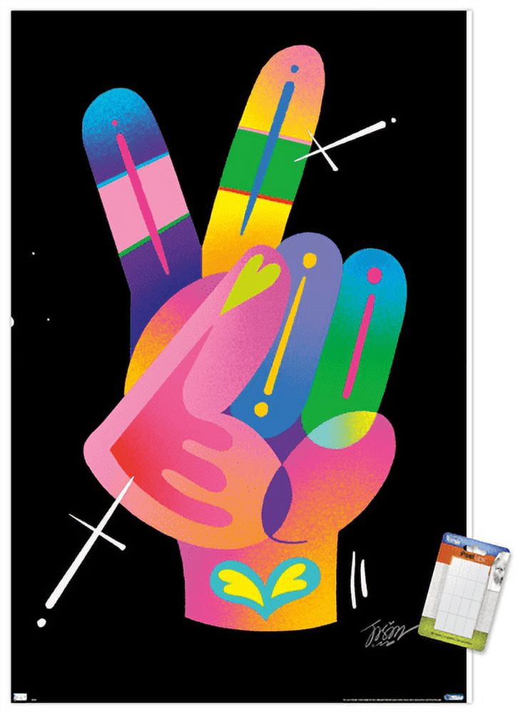 Jason Naylor - Peace Sign Hand Wall Poster, 14.725" x 22.375"