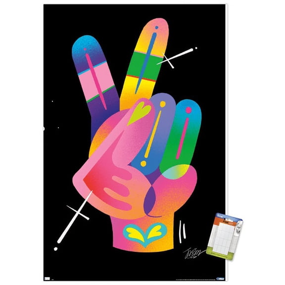 Jason Naylor - Peace Sign Hand Wall Poster, 14.725" x 22.375"