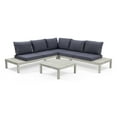 thumbnail image 1 of Noble House Arlington 4 Piece Outdoor Acacia Wood Sectional Sofa Set in Gray, 1 of 12