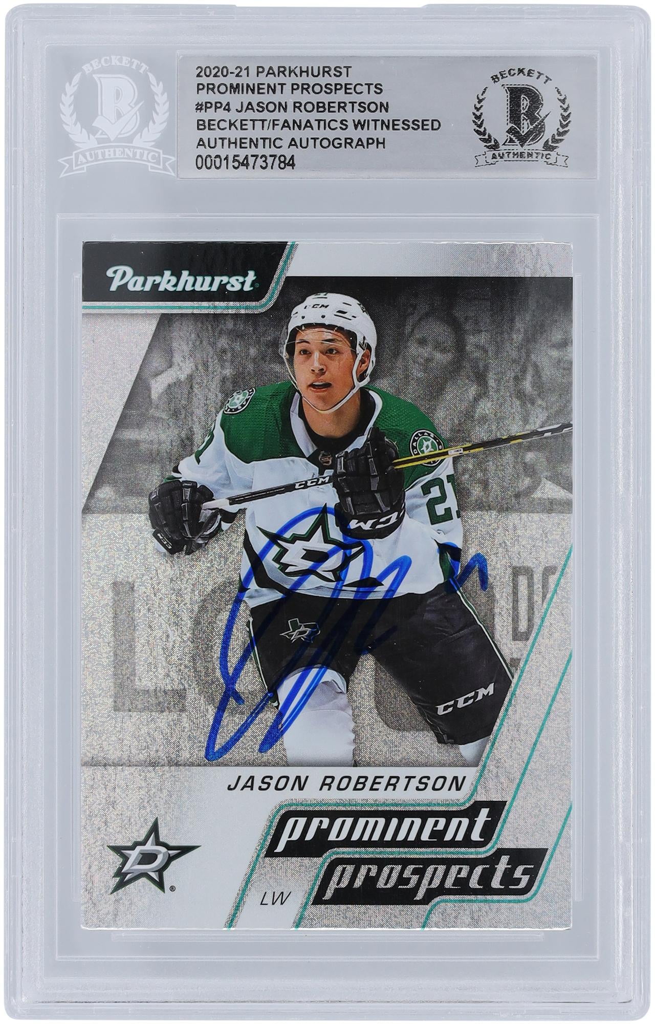 Jason Robertson Dallas Stars Autographed 2020-21 Upper Deck Parkhurst Prominent Prospects #PP4 Beckett Fanatics Witnessed Authenticated Rookie Card - Fanatics Authentic Certified