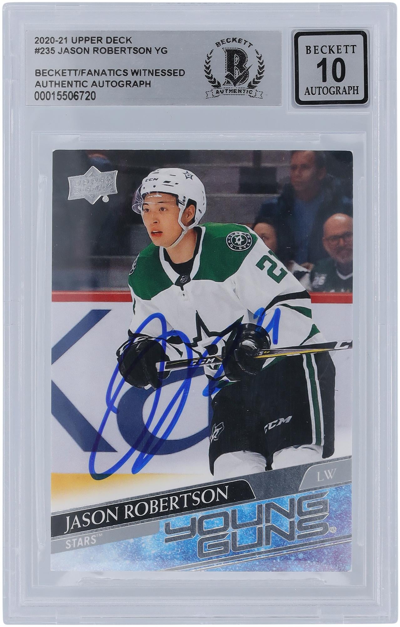Jason Robertson Dallas Stars Autographed 2020-21 Upper Deck Series 1 Young Guns #235 Beckett Fanatics Witnessed Authenticated 10 Rookie Card - Fanatics Authentic Certified