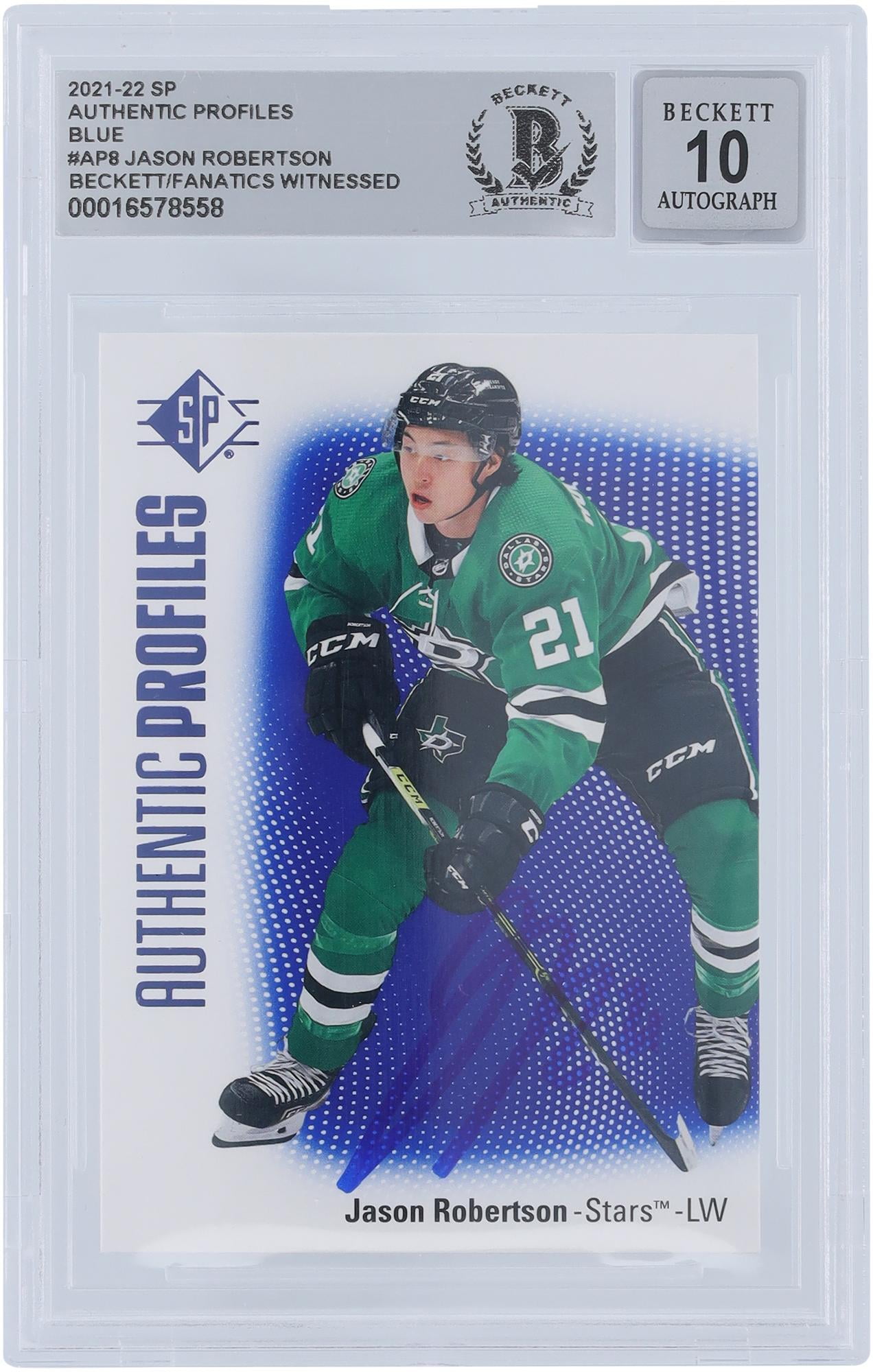 Jason Robertson Dallas Stars Autographed 2021-22 Upper Deck SP Authentic Profiles Blue #AP-8 Beckett Fanatics Witnessed Authenticated 10 Card - Fanatics Authentic Certified