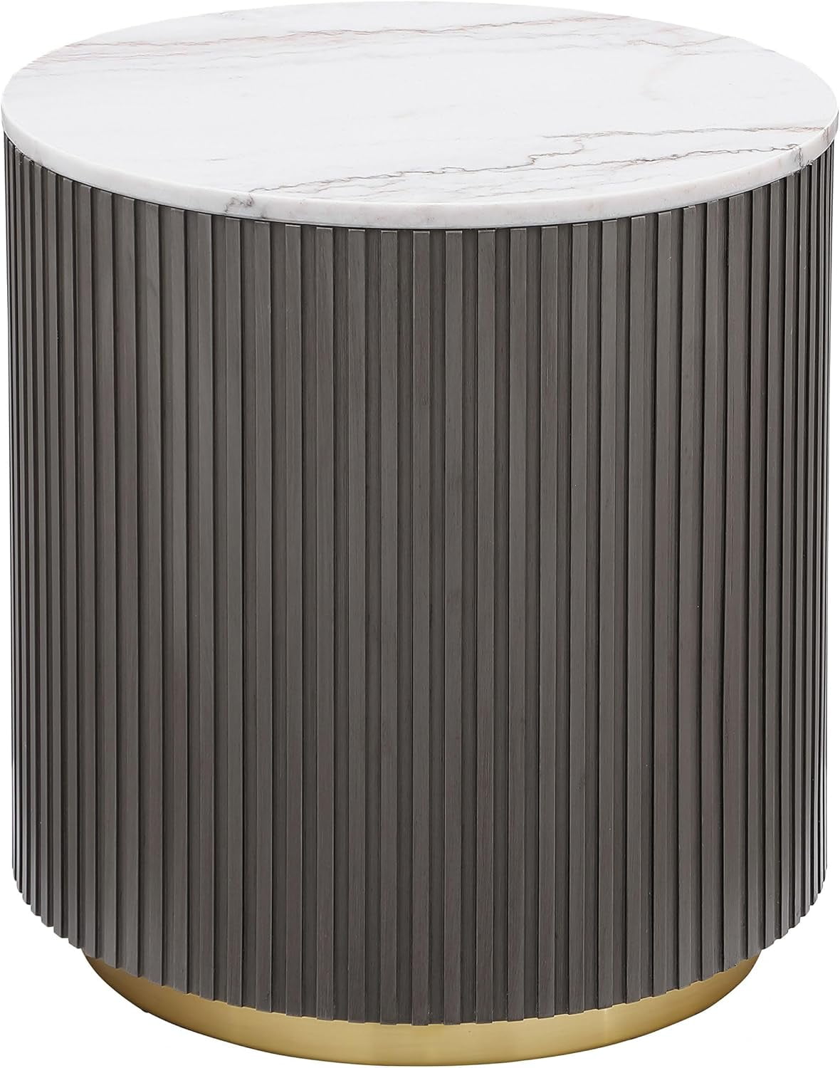 Marble Ribbed Table Jason Round Marble Top Side End Table with Metal Base and Ribbed Design ...