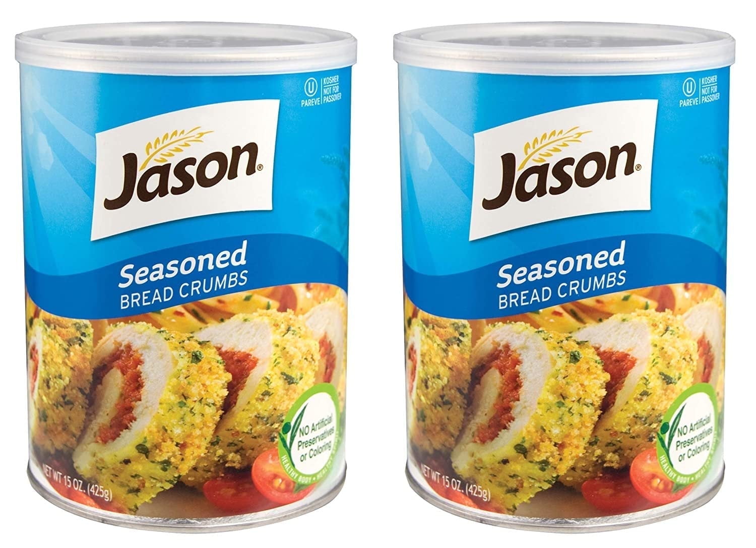 Jason Seasoned Bread Crumbs 15oz 2 Pack In Resealable Container, No Artificial Preservatives or Colors