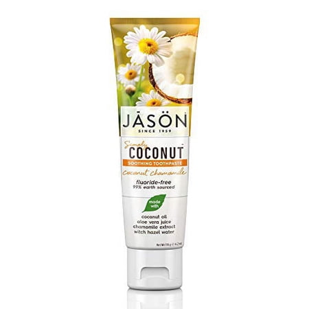Jason Simply Coconut Soothing Fluoride-Free Toothpaste, Coconut Chamomile, 4.2 Oz