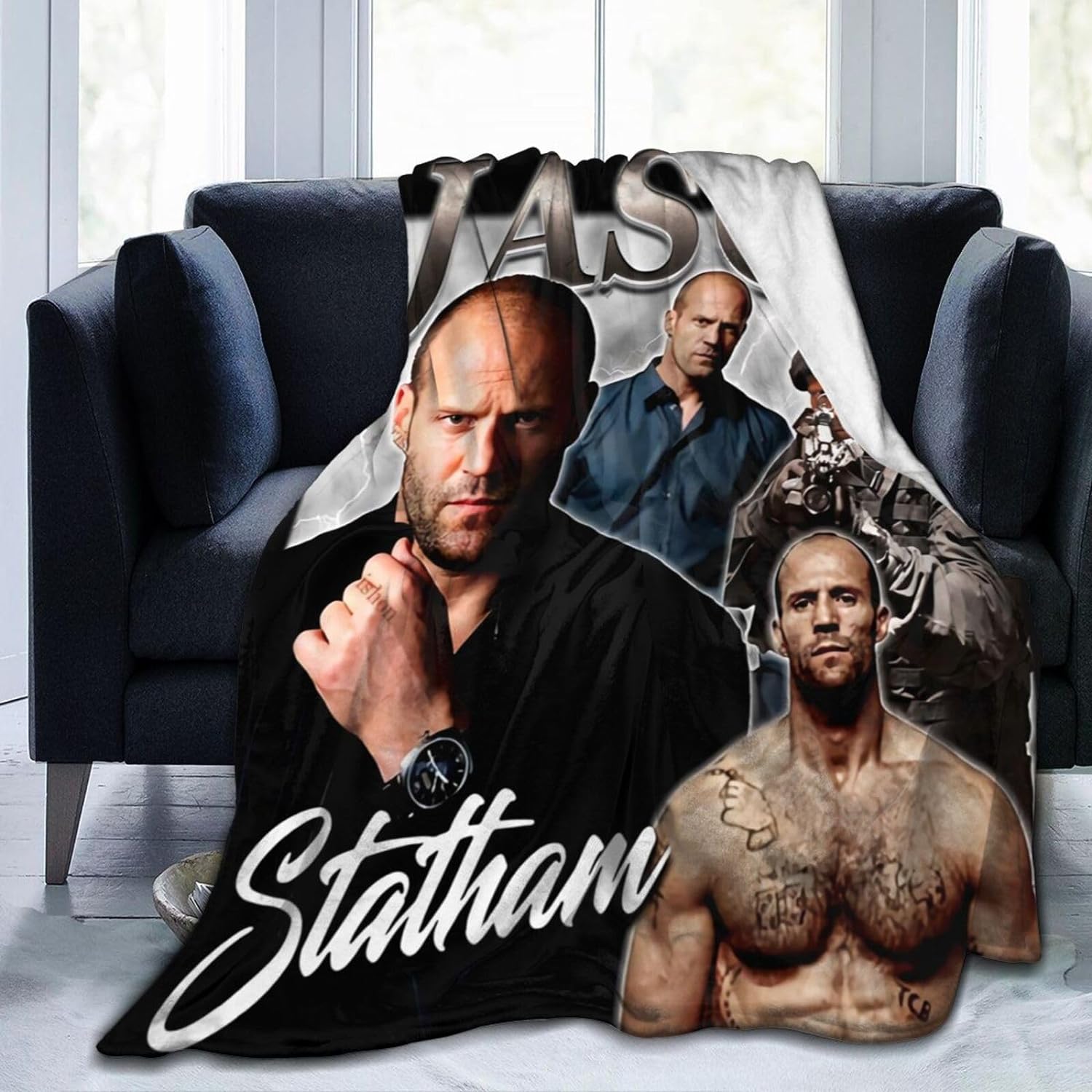 Jason Statham Blanket Throw Blankets Ultra Soft Flannel Lightweight