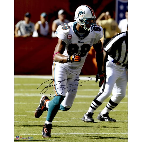Jason Taylor Miami Dolphins Autographed 16" x 20" Run Photograph with "HOF 17" Inscription - Fanatics Authentic Certified
