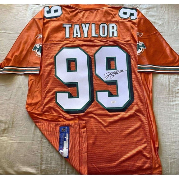 Jason Taylor autographed Miami Dolphins 2003 2004 Reebok orange jersey JSA