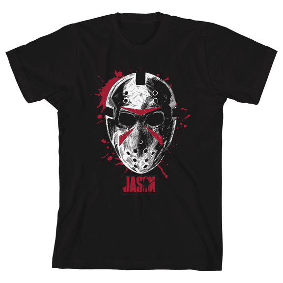 Jason Universe Blood Horror Mask Scary Knife Boy's Blak Crew Neck Short Sleeve T-shirt-XS