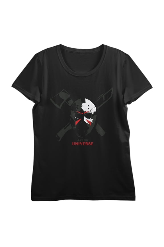 Jason Universe Mask Hatchet Machete Graphic Tee for Women-XS