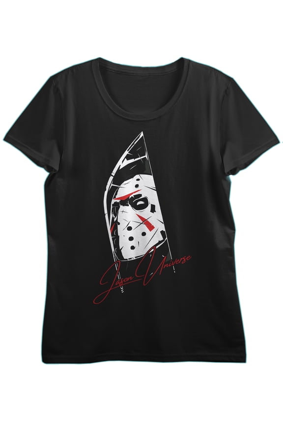 Jason Universe Mask on Knife Graphic Tee for Horror Fans-Medium
