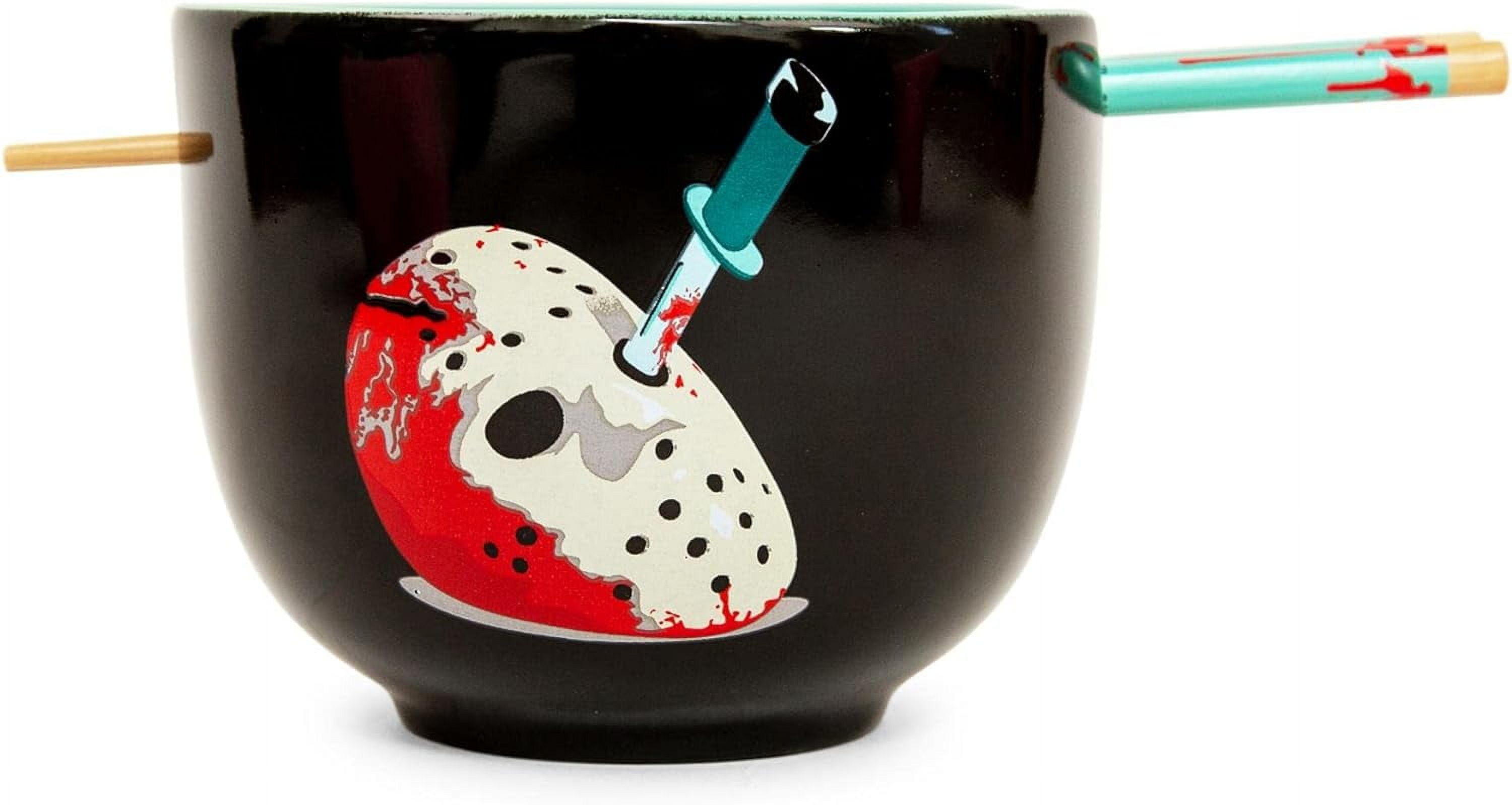 Jason Voorhees 20-Ounce Jet-Black Ramen Bowl with Chopsticks