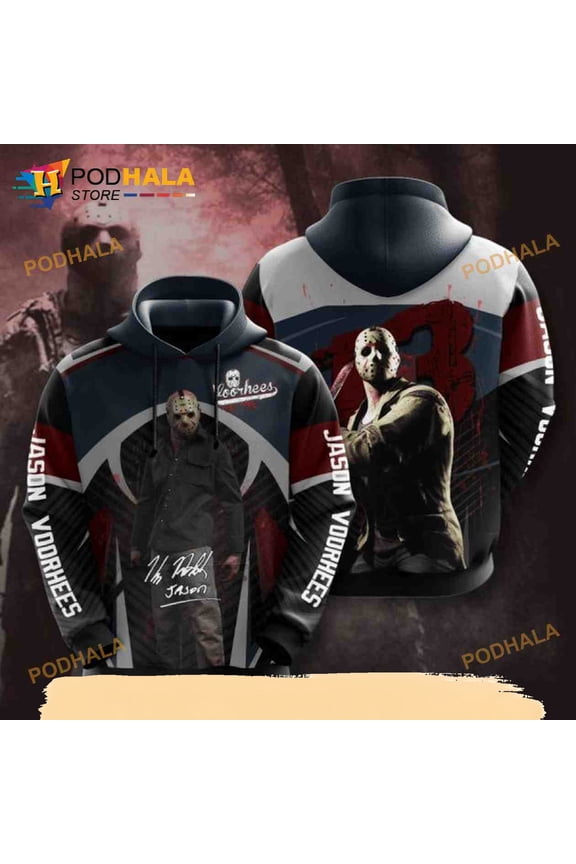 Jason Voorhees And Friday The 13th Custom All Over Printed 3D Hoodie, Halloween Gift For F