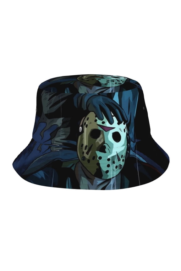 Jason Voorhees Bucket Hat Beach Sun Hat For Women Men, Beach Caps Reversible Lightweight Outdoor Cap For Beach Travel Headwear