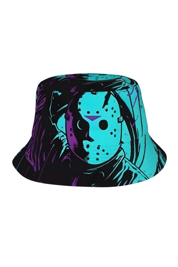 Jason Voorhees Bucket Hat Beach Sun Hat For Women Men, Beach Caps Reversible Lightweight Outdoor Cap For Beach Travel Headwear
