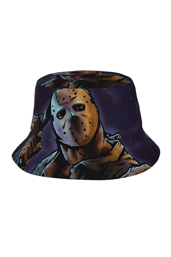 Jason Voorhees Bucket Hat Beach Sun Hat For Women Men, Beach Caps Reversible Lightweight Outdoor Cap For Beach Travel Headwear