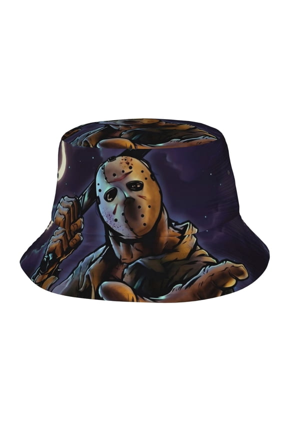 Jason Voorhees Bucket Hat Beach Sun Hat For Women Men, Beach Caps Reversible Lightweight Outdoor Cap For Beach Travel Headwear